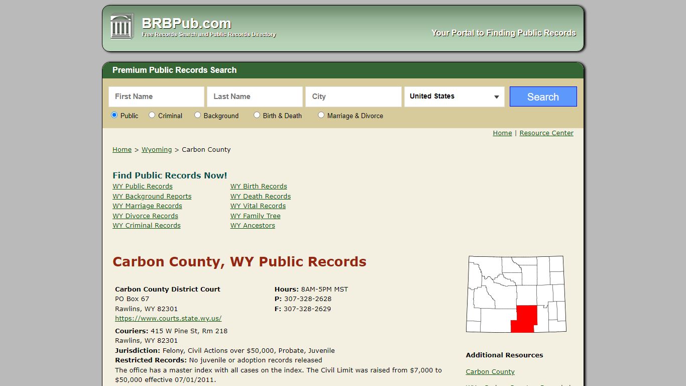 Carbon County Public Records | Search Wyoming Government ...